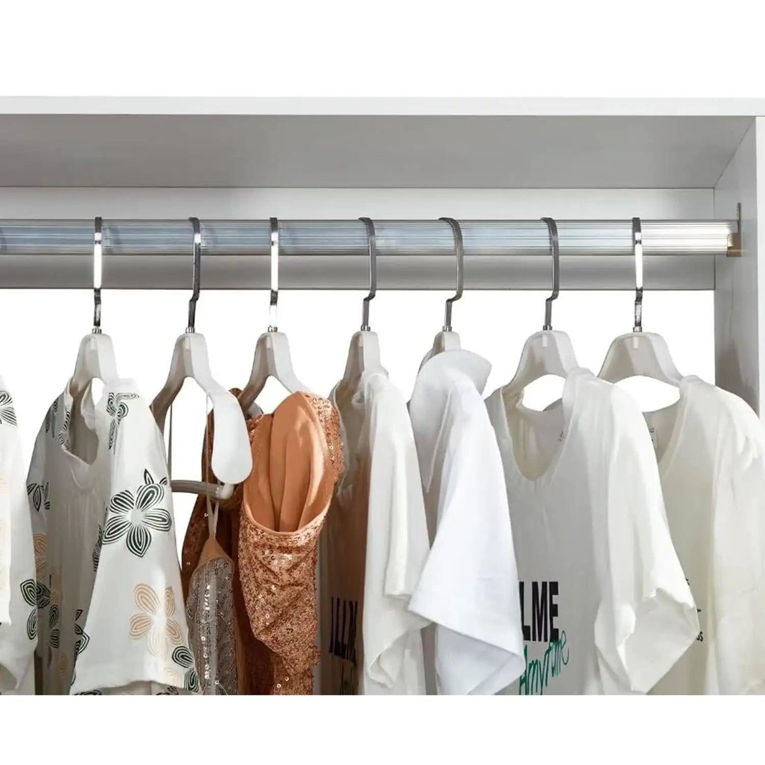 White Wood Closet System Storage Stand-Alone Wardrobe with 4 Drawers Closet Organizer Armoires and Wardrobeswith Hanging Rod 31.5"W x 15.7"D x 70.8"H