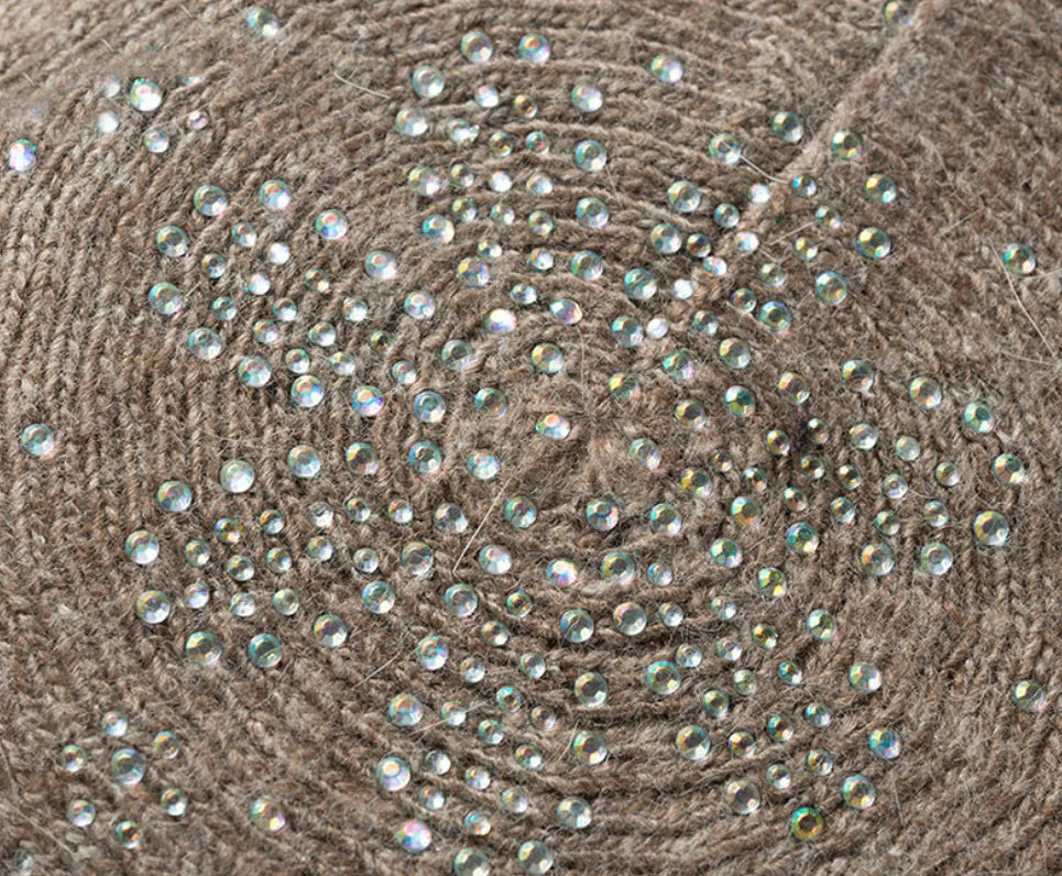 Fashionable Women's Warm Wool Beret with Rhinestones
