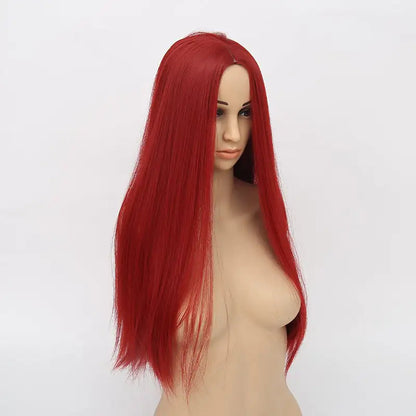 Wine Red Long Straight Wig for Women - Chemical Fiber
