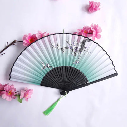 Traditional Chinese Women's Folding Bamboo Silk Fan