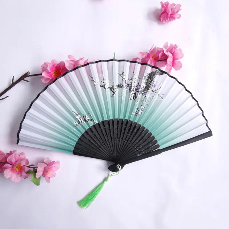 Traditional Chinese Women's Folding Bamboo Silk Fan