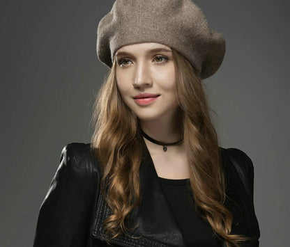Fashionable Women's Warm Wool Beret with Rhinestones