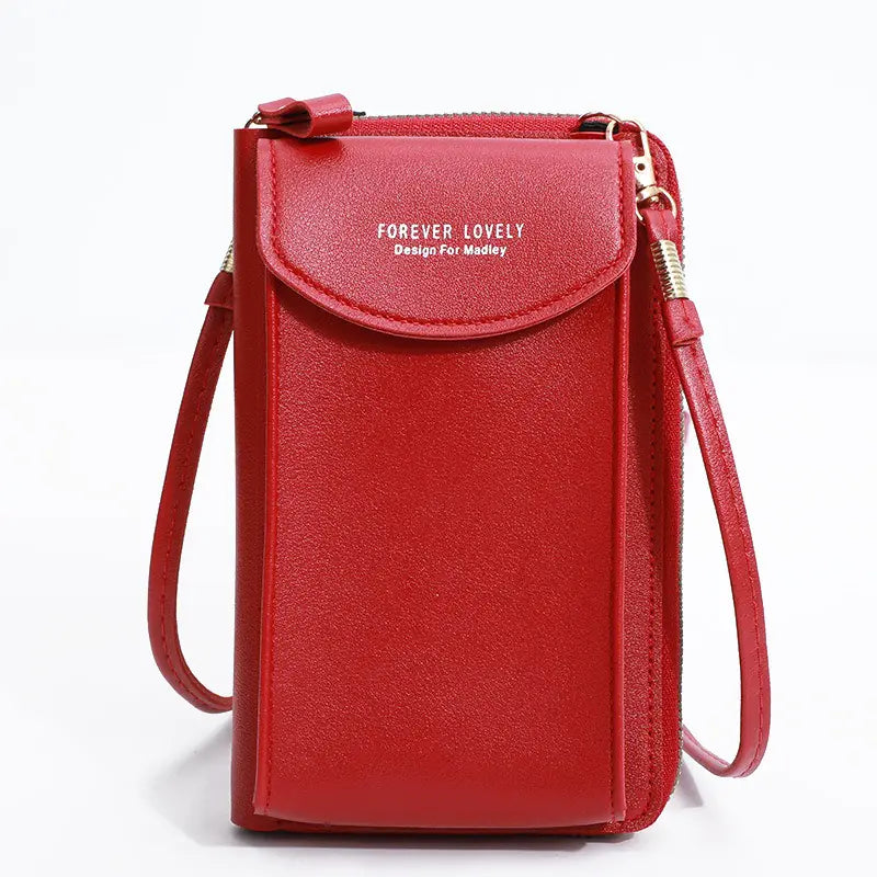 Solid Color PU Leather Crossbody Bag