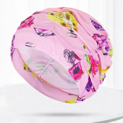 Pleated Swim Cap for Adults - Cute Print & Solid Color