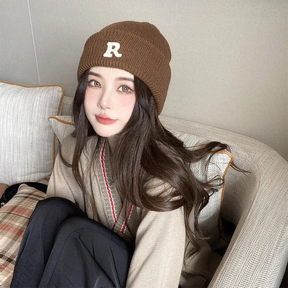 Casual Woolen Hat with Letter Design for Women