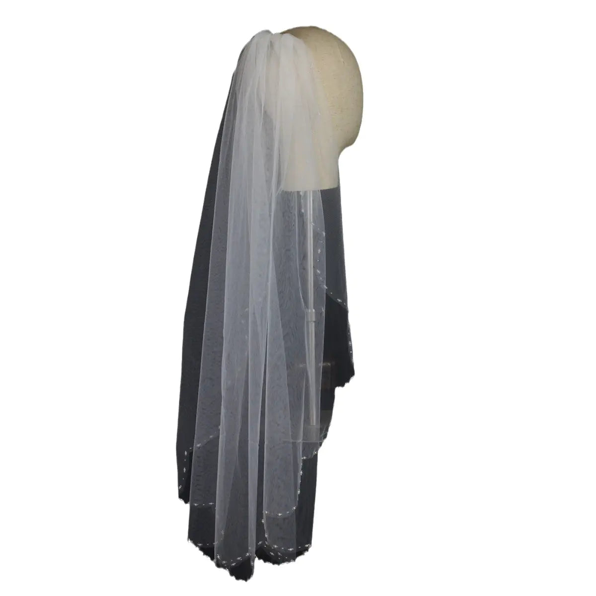 V737 New Wave Edge Veil with Beaded Bridal Headpiece