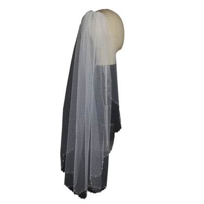 V737 New Wave Edge Veil with Beaded Bridal Headpiece
