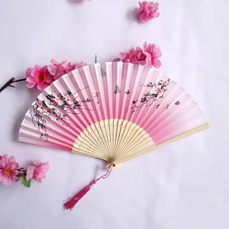 Traditional Chinese Women's Folding Bamboo Silk Fan