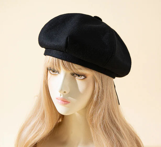 Women's Solid Color Wool Retro Painter Hat