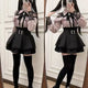  Pink shirt + black skirt