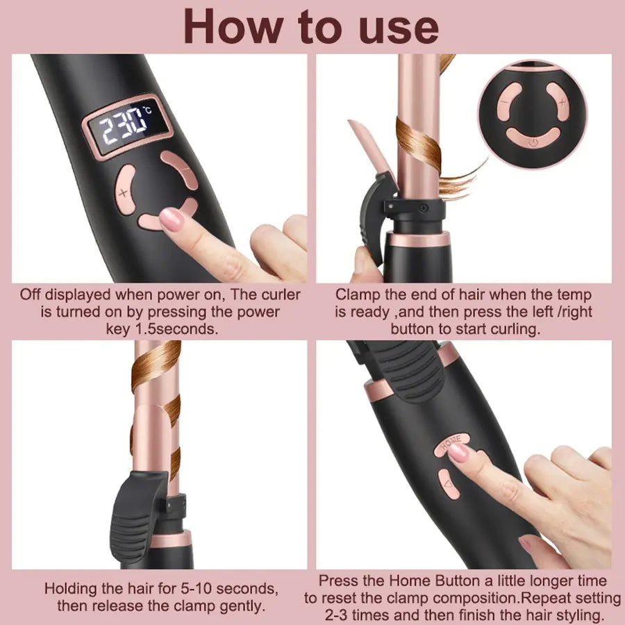 Automatic LCD Curling Iron 25mm Temperature Control