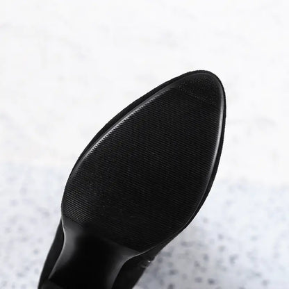 Chunky Heeled Over-the-Knee Suede Boots