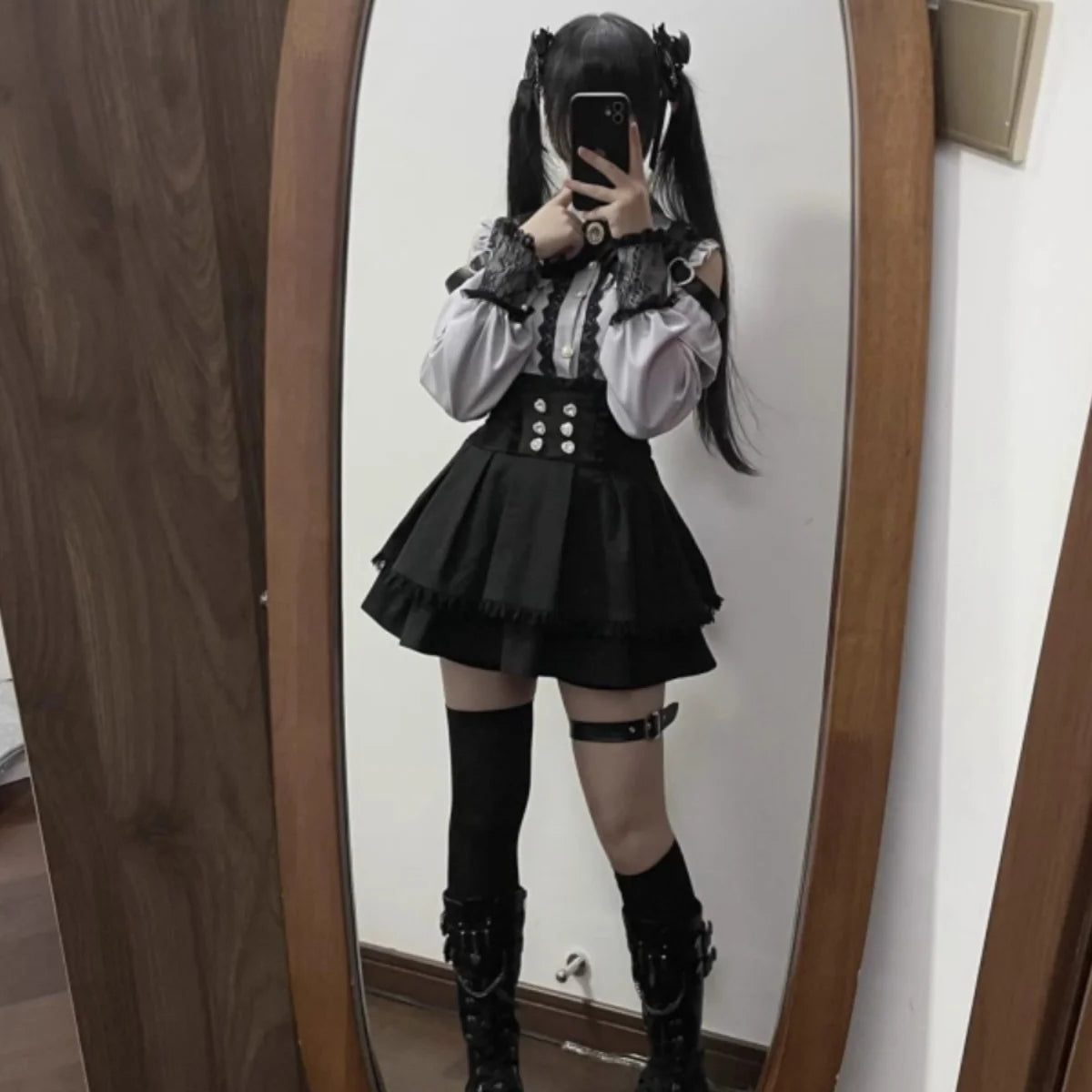 k Academia Sweet Heart Encounter JK orm Two-piece Set Spring Autumn Japanese Sle Girl k oulder Exposure irt p...