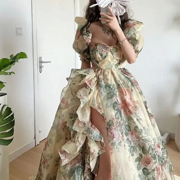 2025 Japanese Sweet Lolita Kawaii Dress Women Spring Printed Bow Fake Two Piece Dress Female Korea Style Design Party Clothing