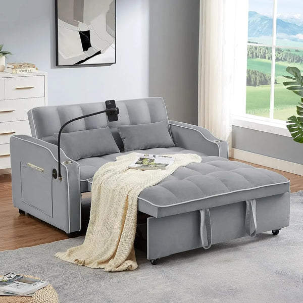 %a 3 in 1 Sleeper Sofa Couch Bed,Velvet Convertible Loveseat Sleeper Sofa Bed,Pull Out Sofa Bed With USB Port & Ashtray