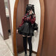  Red shirt + black skirt