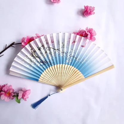 Traditional Chinese Women's Folding Bamboo Silk Fan