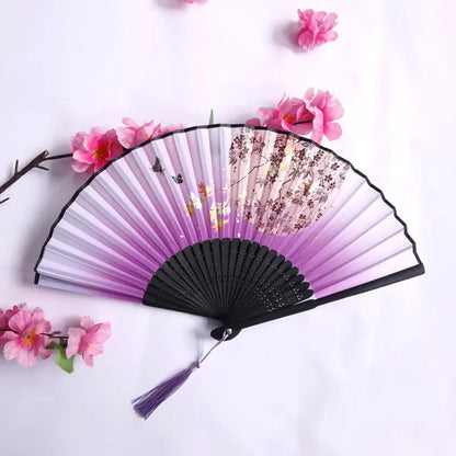 Traditional Chinese Women's Folding Bamboo Silk Fan