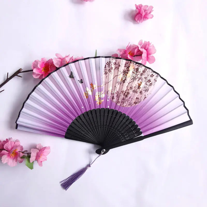 Traditional Chinese Women's Folding Bamboo Silk Fan