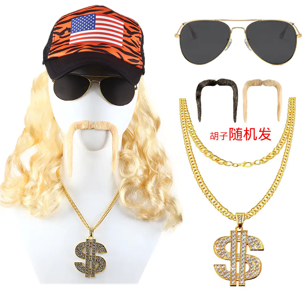 80s Punk Cosplay Tiger King Wig Hat for Men