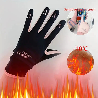 DeRong Women's Lightweight Velvet Windproof Gloves