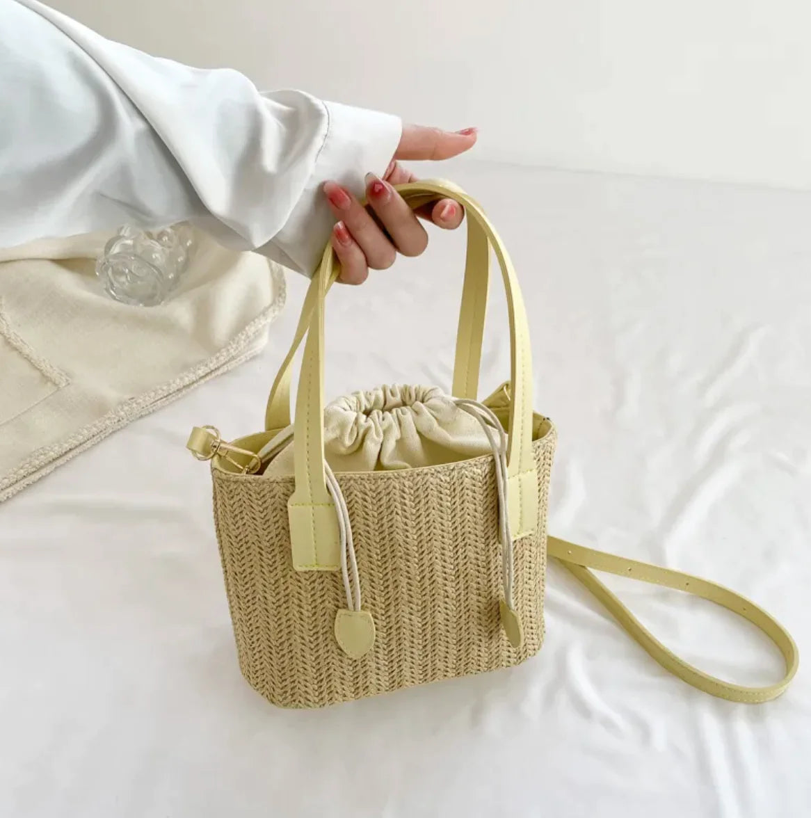 French Woven Straw Shoulder Bag