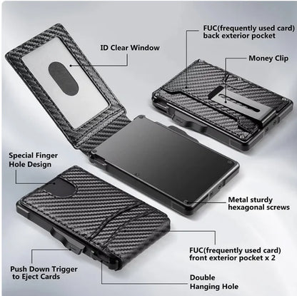 Men's RFID Protected Metal Magnetic Flip Card Holder Wallet