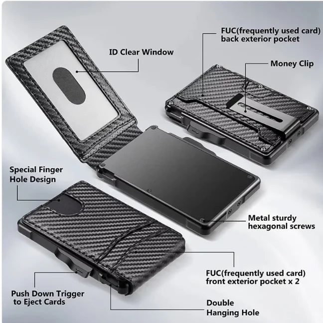 Men's RFID Protected Metal Magnetic Flip Card Holder Wallet