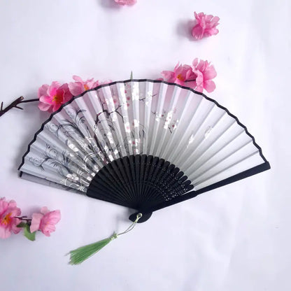Traditional Chinese Women's Folding Bamboo Silk Fan