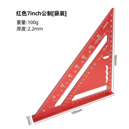 7-Inch Aluminum Metric Angle Ruler with Black Finish