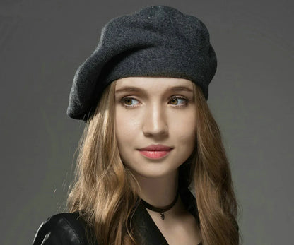 Fashionable Women's Warm Wool Beret with Rhinestones