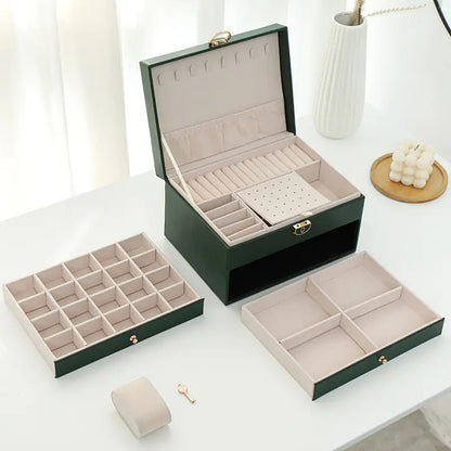 Luxury Jewelry Box with Multi-Function and Lock (3 Layers)