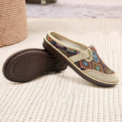 "Beijing Style Women's Soft Sole Casual Embroidered Slip-ons"