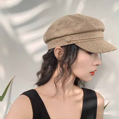 Navy Thin Linen Hat for Women's Fashion