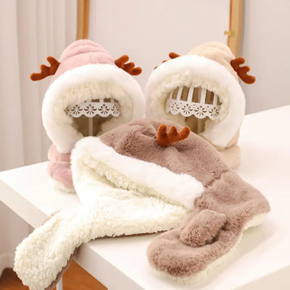 Soft Cartoon Winter Hat and Scarf Set for Kids