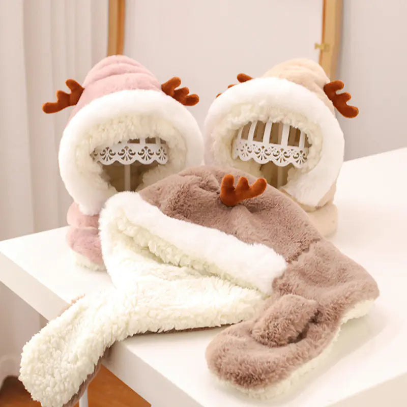 Soft Cartoon Winter Hat and Scarf Set for Kids