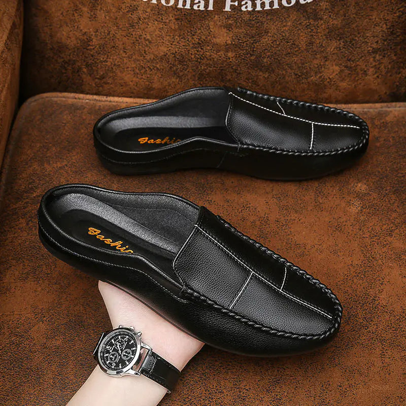 Men's Half-Wrapped Slip-On Closed Toe Leather Loafers