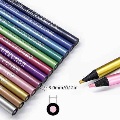 12 Colors Metallic Colored Pencils Art Supplies Set