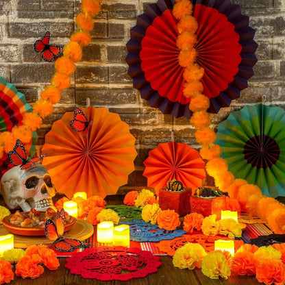 6PCS Paper Flower Fan Decoration Set for Events