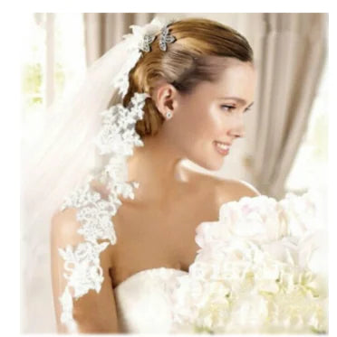 Lace Edge Long Train Bridal Veil for Weddings