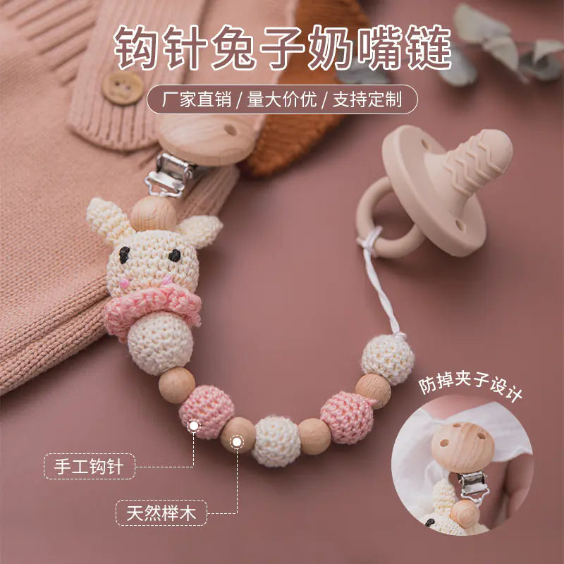 Handmade Crochet Bunny Pacifier Chain for Babies
