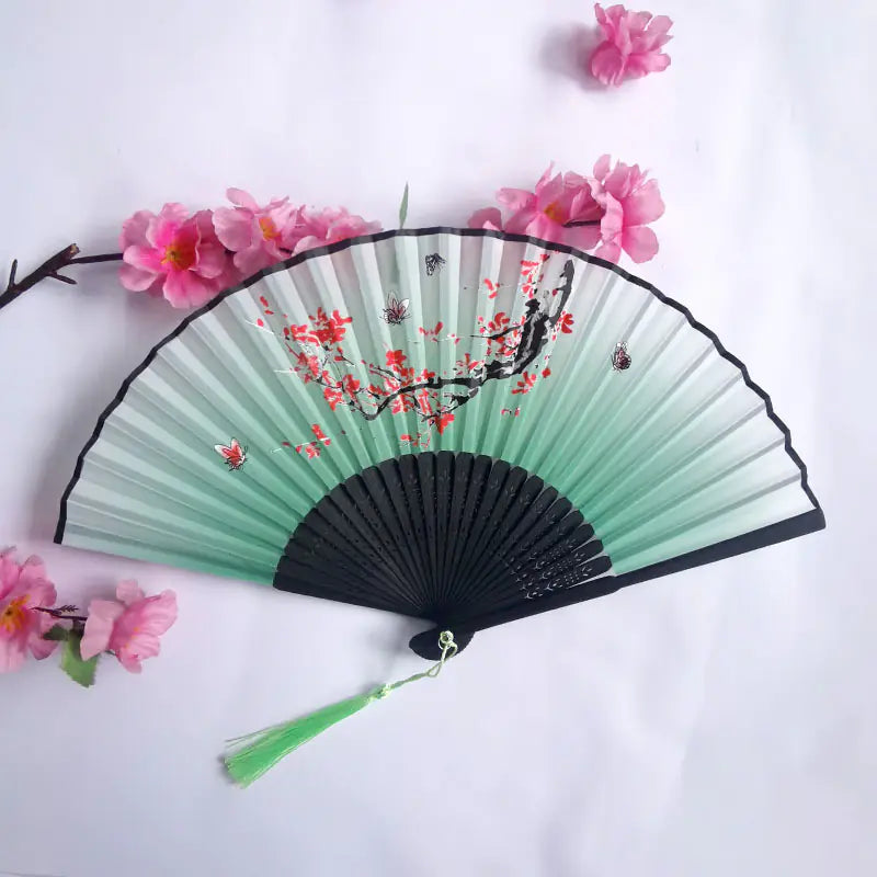 Traditional Chinese Women's Folding Bamboo Silk Fan