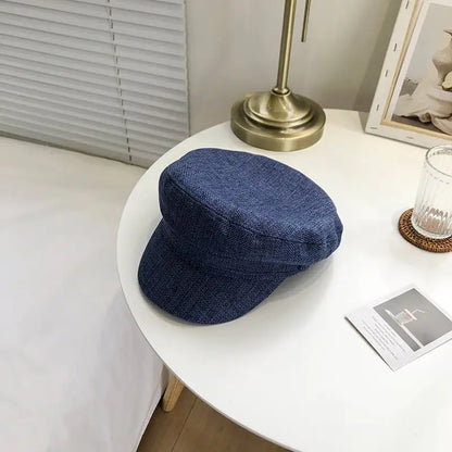 Navy Thin Linen Hat for Women's Fashion