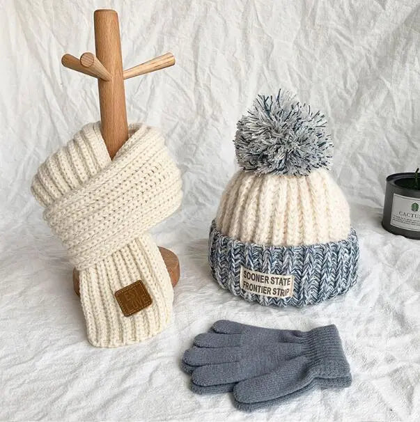 Cute Princess Hat and Scarf Set for Winter Baby Girl