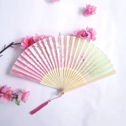 Traditional Chinese Women's Folding Bamboo Silk Fan