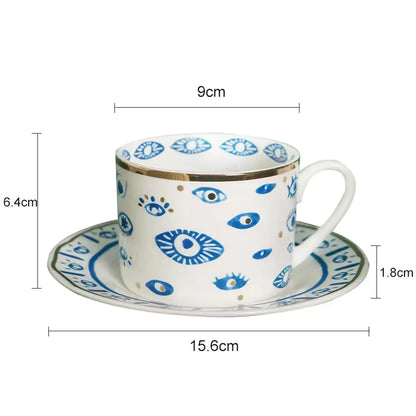 Ceramic Eye Mug with Decorative Plate and Candle Holder