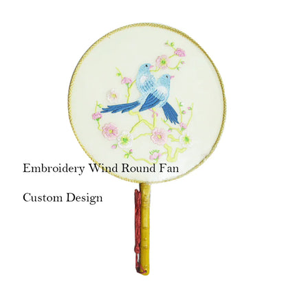 Personalized Embroidered Round Fan Custom Design