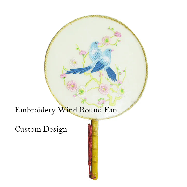 Personalized Embroidered Round Fan Custom Design
