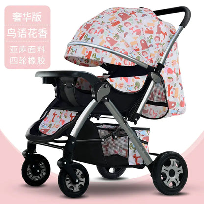 Lightweight Convertible Baby Stroller with One-Click Fold