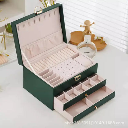 Luxury Jewelry Box with Multi-Function and Lock (3 Layers)